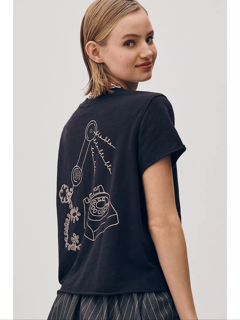 𝗔𝗻𝘁𝗵𝗿𝗼𝗽𝗼𝗹𝗼𝗴𝗶𝗲 NEW! Maeve Caitlin "Call Me" Boxy Tee in Black XS